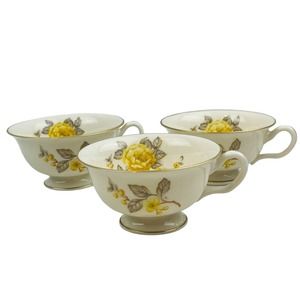 Castleton Mayfair‎ 3 Cup Lot Yellow Roses Gold Trim Philip Costigan